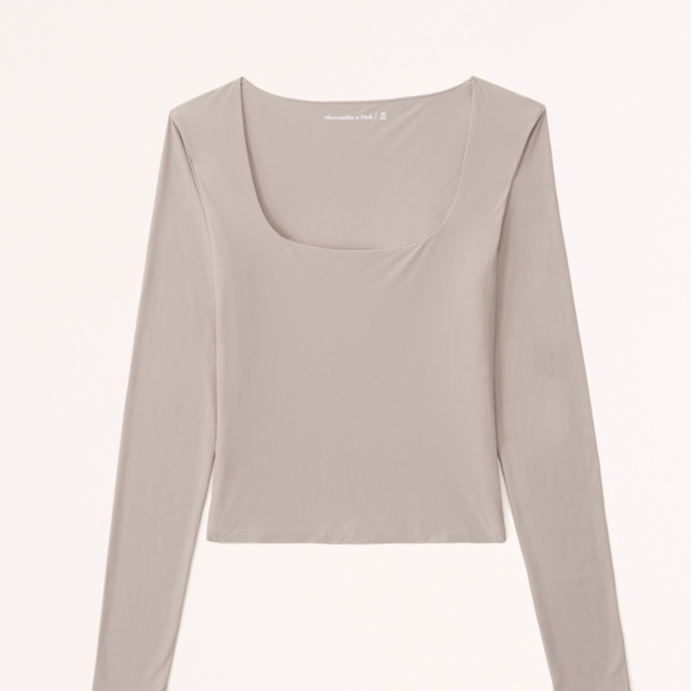Abercrombie Light Brown Seamless Long-Sleeve Squareneck Top